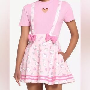 Pink Hello Kitty Skirt with Cris-cross Suspenders